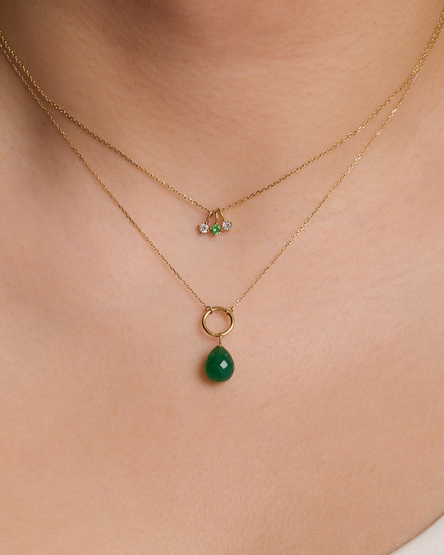 aurelie gi 14K Solid Gold Crystal Charm Necklace for healing