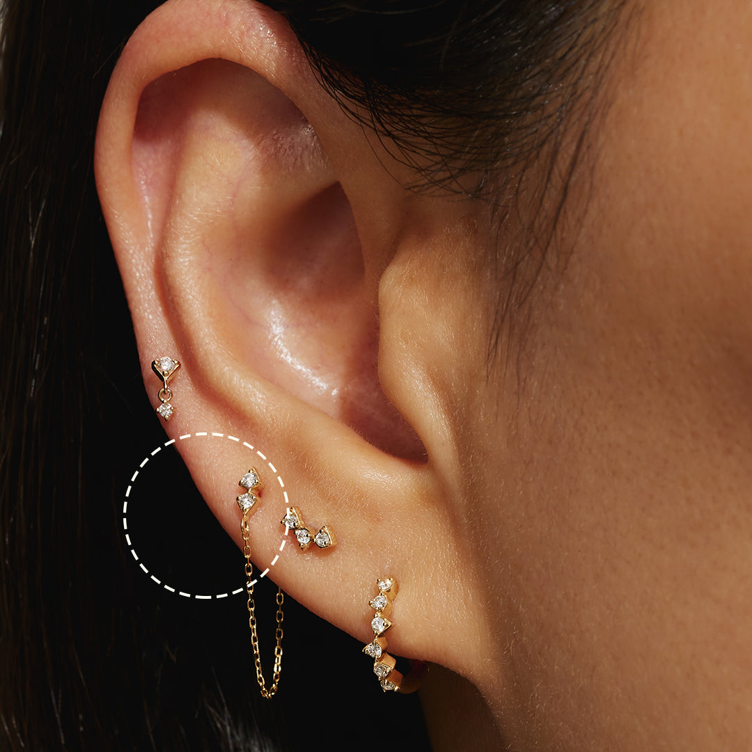 14k solid gold Lab-Grown Diamond Drop Chain Single Earring