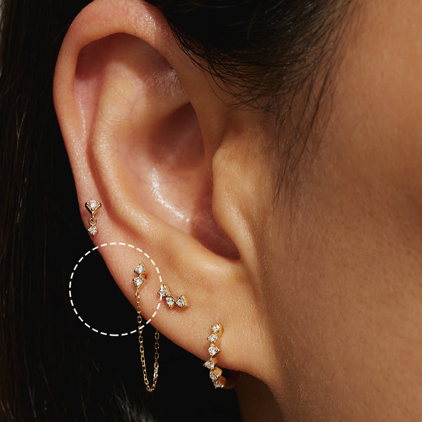 14k solid gold Lab-Grown Diamond Drop Chain Single Earring