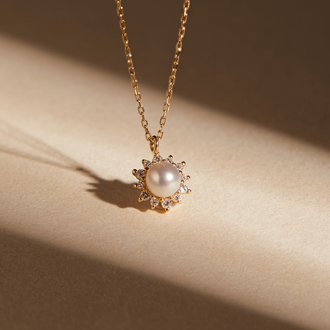 aurelie gi 14k gold Pearl with Lab Grown Diamond Accent Necklace