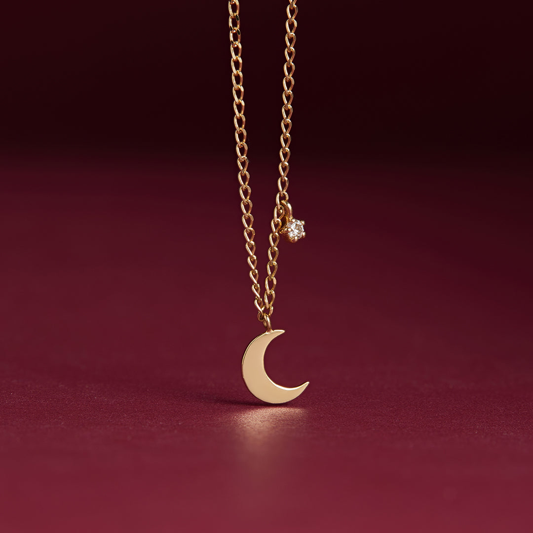 MOLLY | Crescent Moon with Lab Grown Diamond Accent Necklace