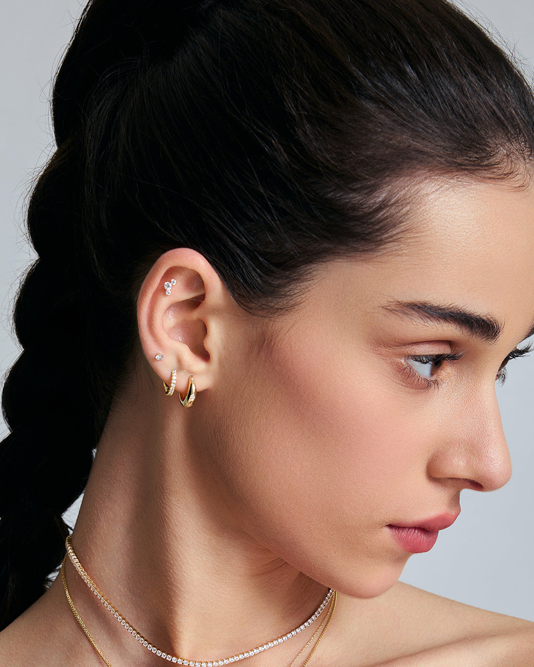 Celestial Domed Lab Grown Diamond Single Huggie Hoop