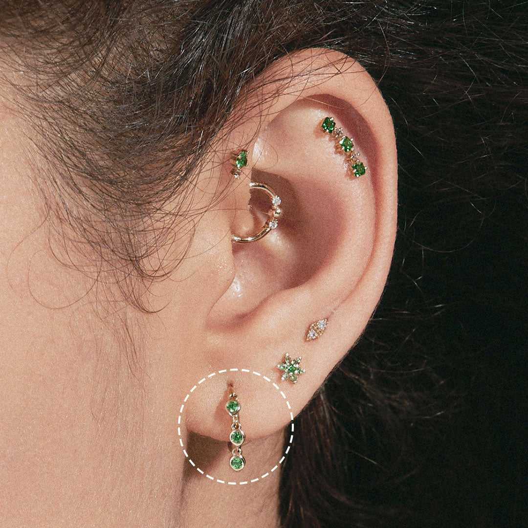 Dangling Tsavorite Huggie Hoop