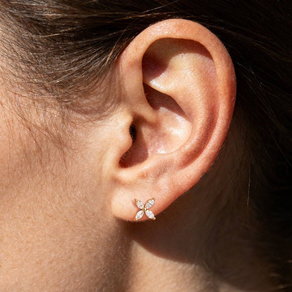aurelie gi 14k gold Marquise Pointed Star Threaded Flatback