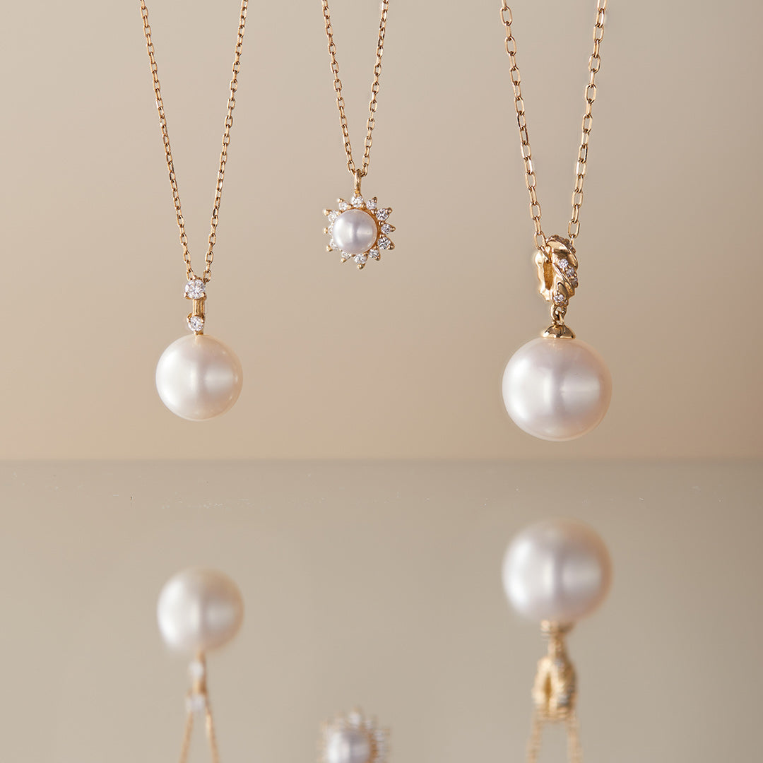 KALINDA | Pearl Necklace with Lab Grown Diamond Accent