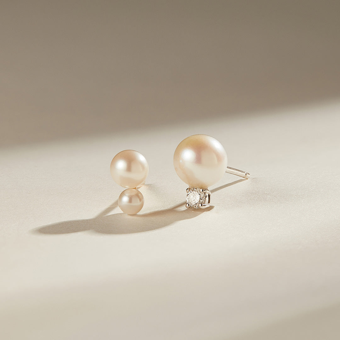 aurelie gi  Pearl with Lab Grown Diamond Accent Single Stud Earring