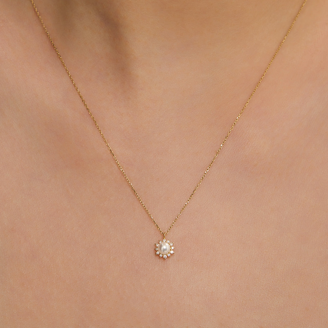  aurelie gi Pearl with Lab Grown Diamond Accent Necklace