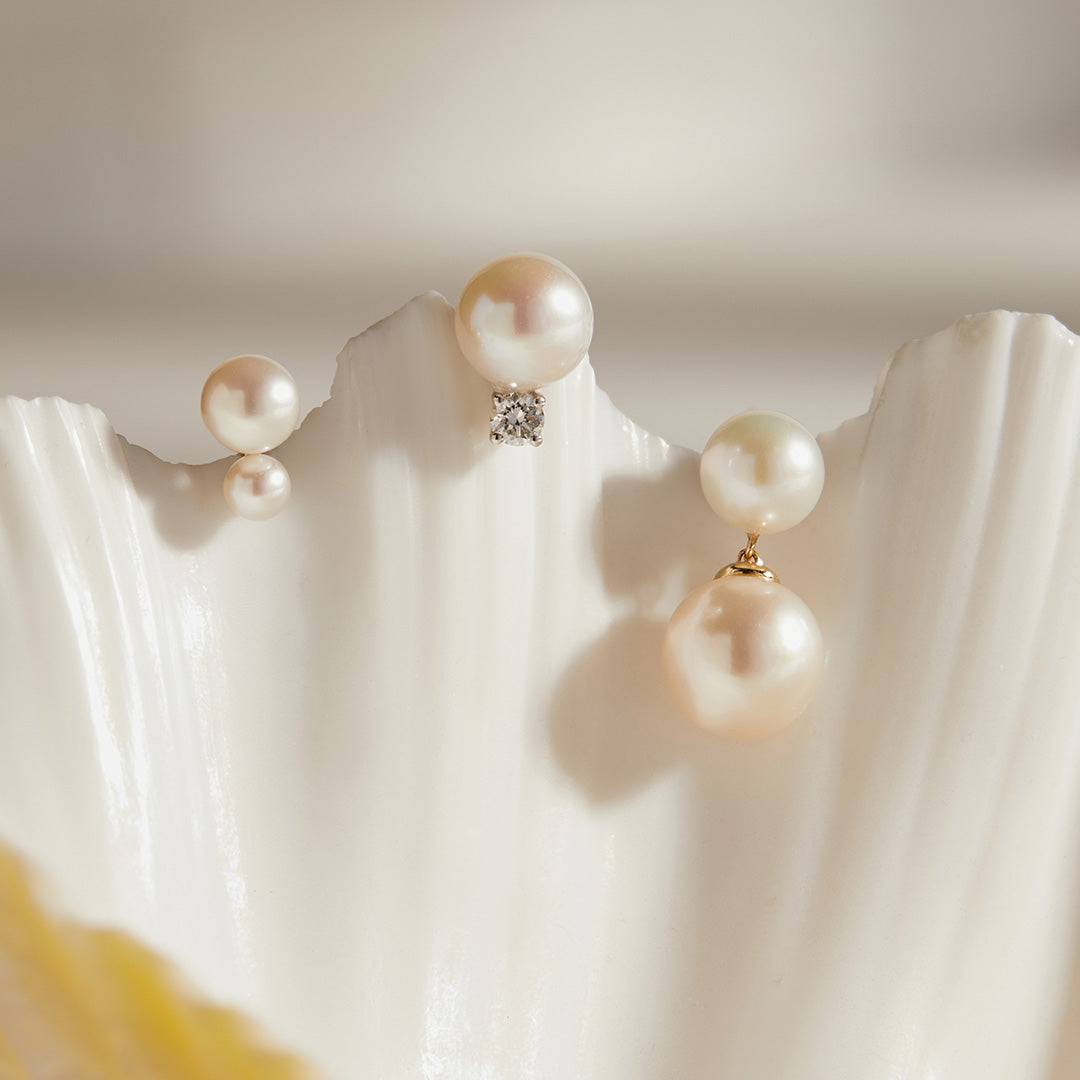  aurelie gi Pearl with Lab Grown Diamond Accent Single Stud Earring