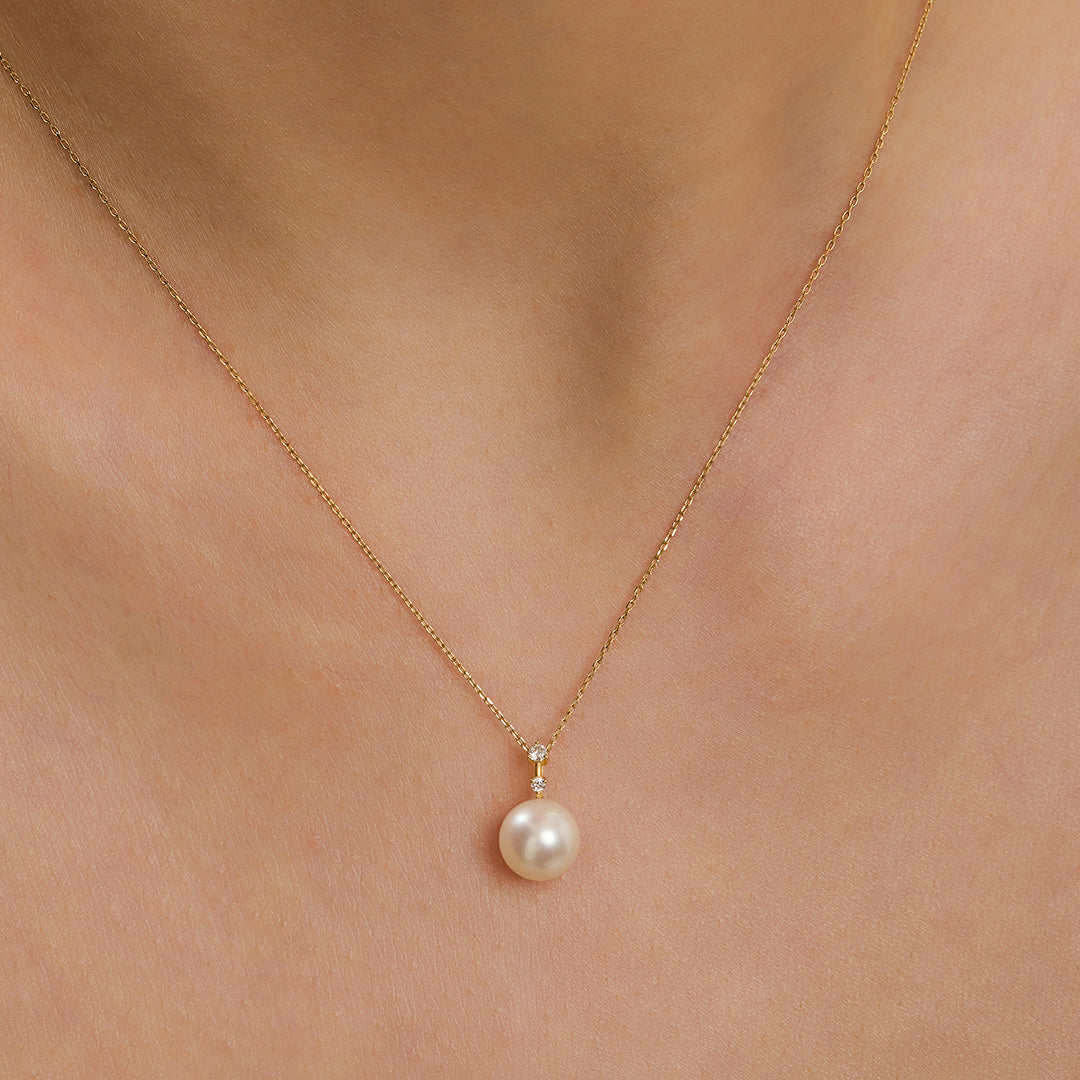 aurelie gi Pearl with Lab Grown Diamond Accent Necklace