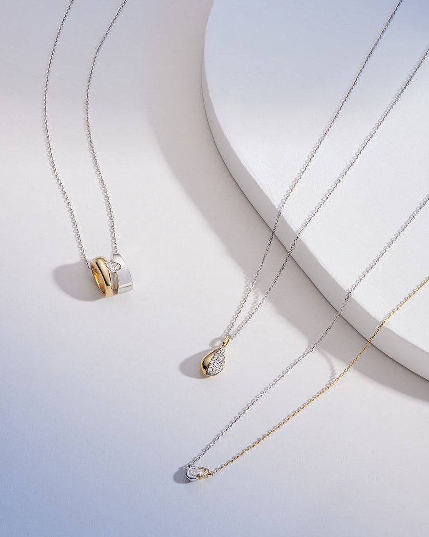 SANILIA | Two-Tone Bezel Pear Lab Grown Diamond Pendant Necklace