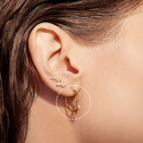Pearl and White Sapphire Curved Huggie Hoops