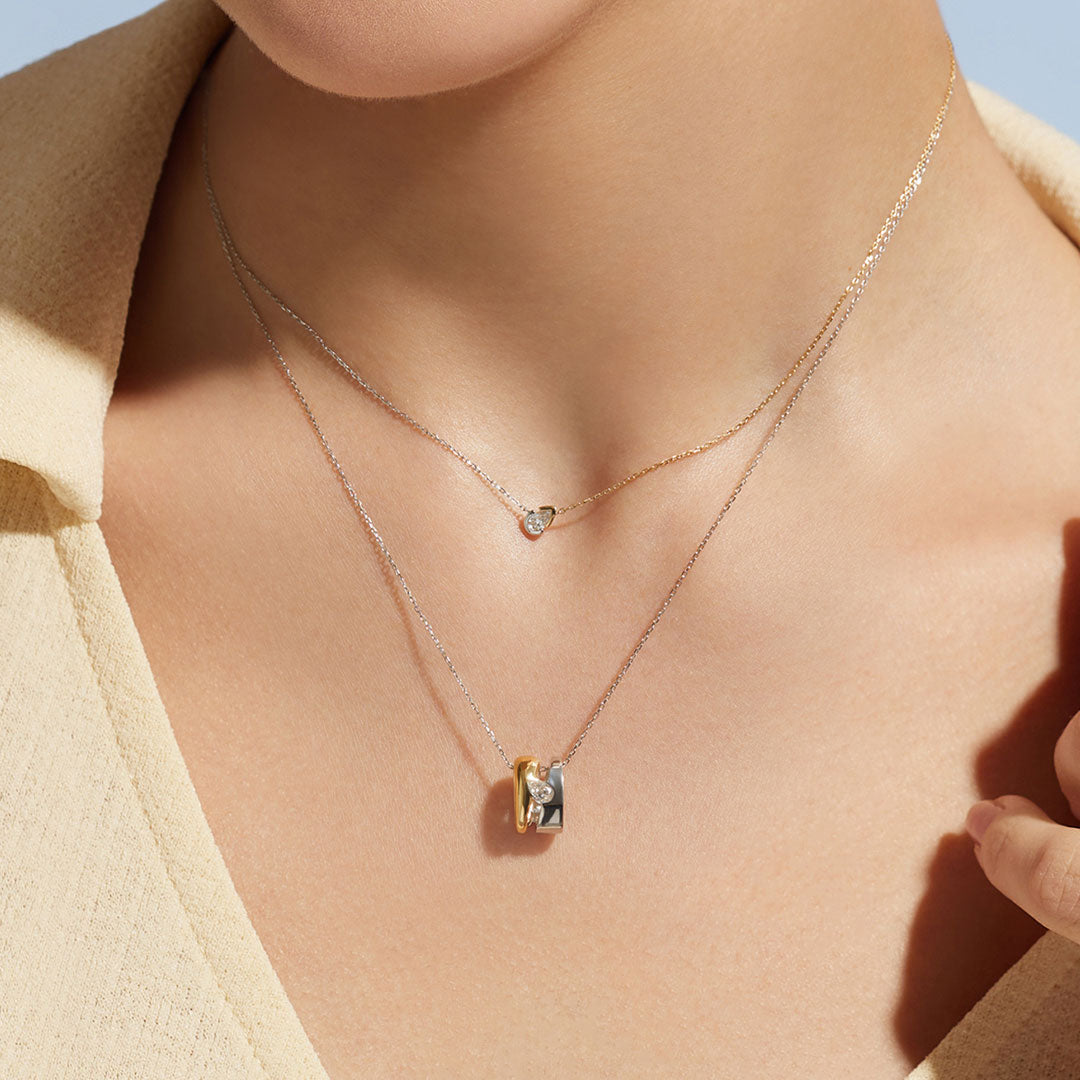 Two-Tone Bezel Pear LGD Necklace