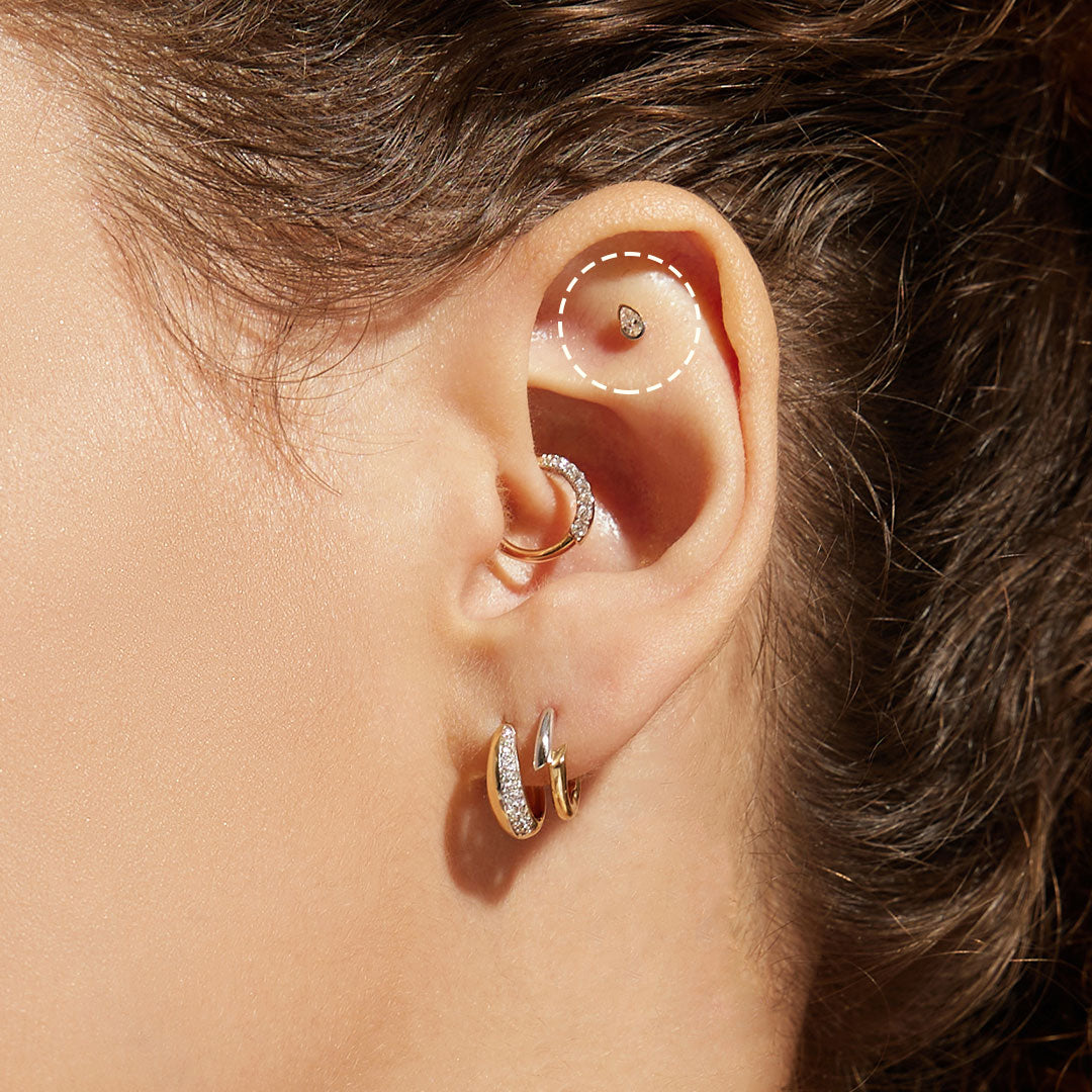 Two-Tone Bezel Pear LGD Threadless Flatback Earring