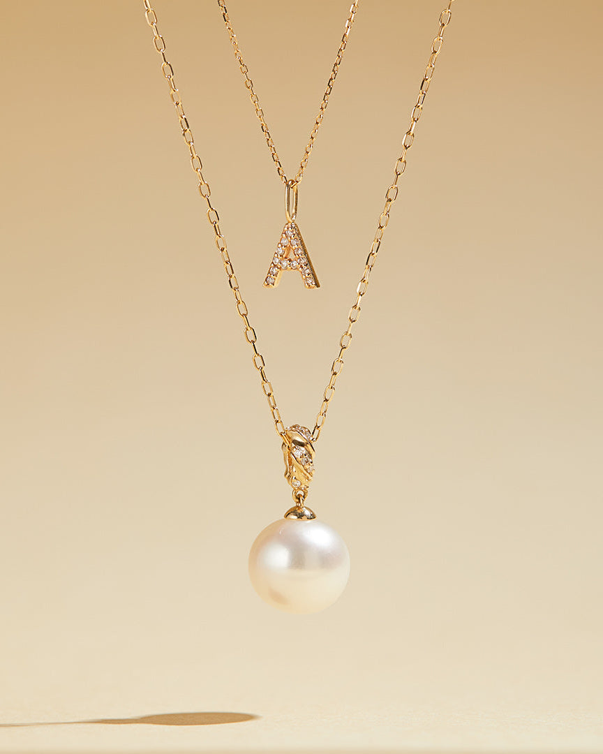 KALINDA | Pearl Necklace with Lab Grown Diamond Accent
