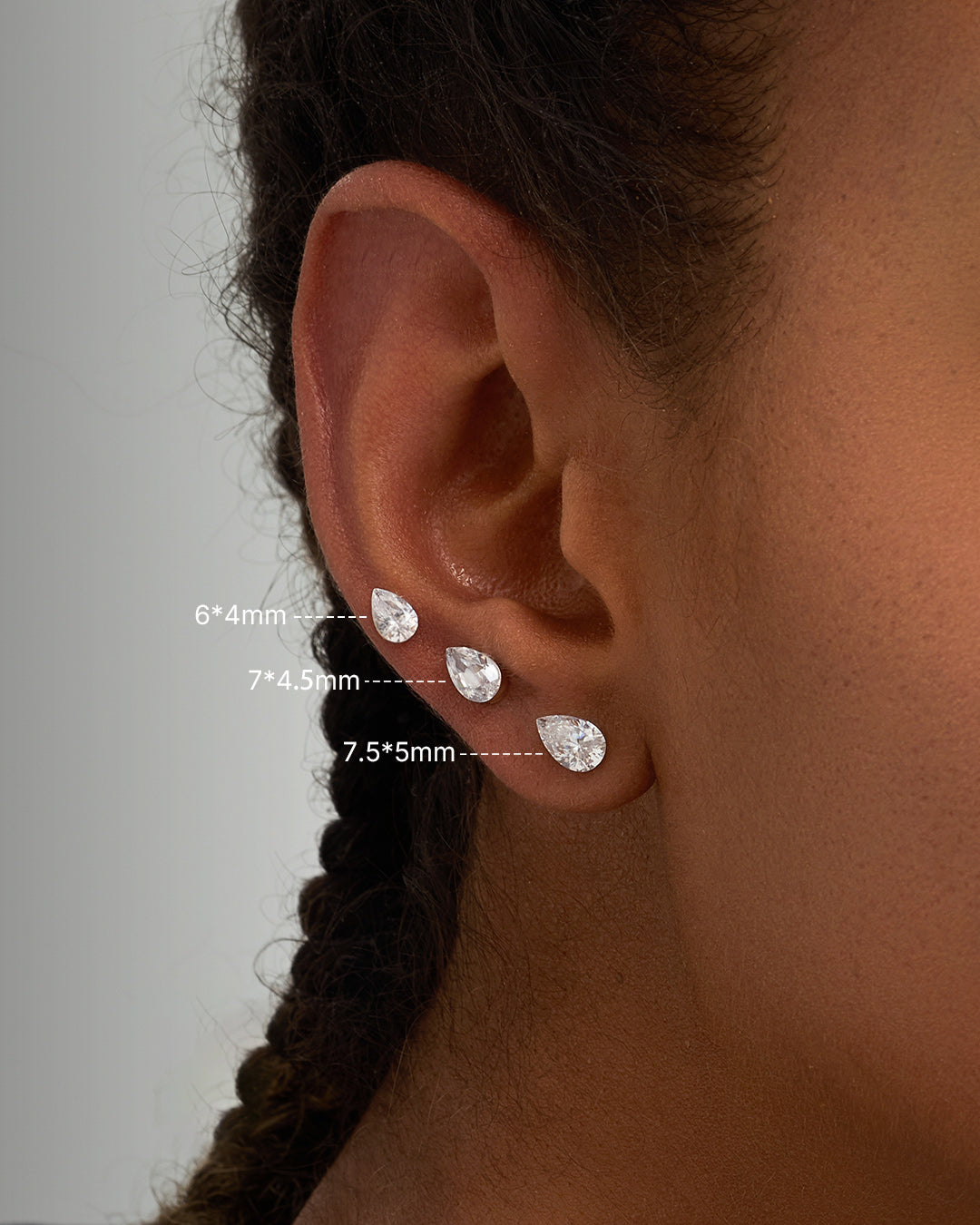 Pear Lab Grown Diamond Flatback Stud