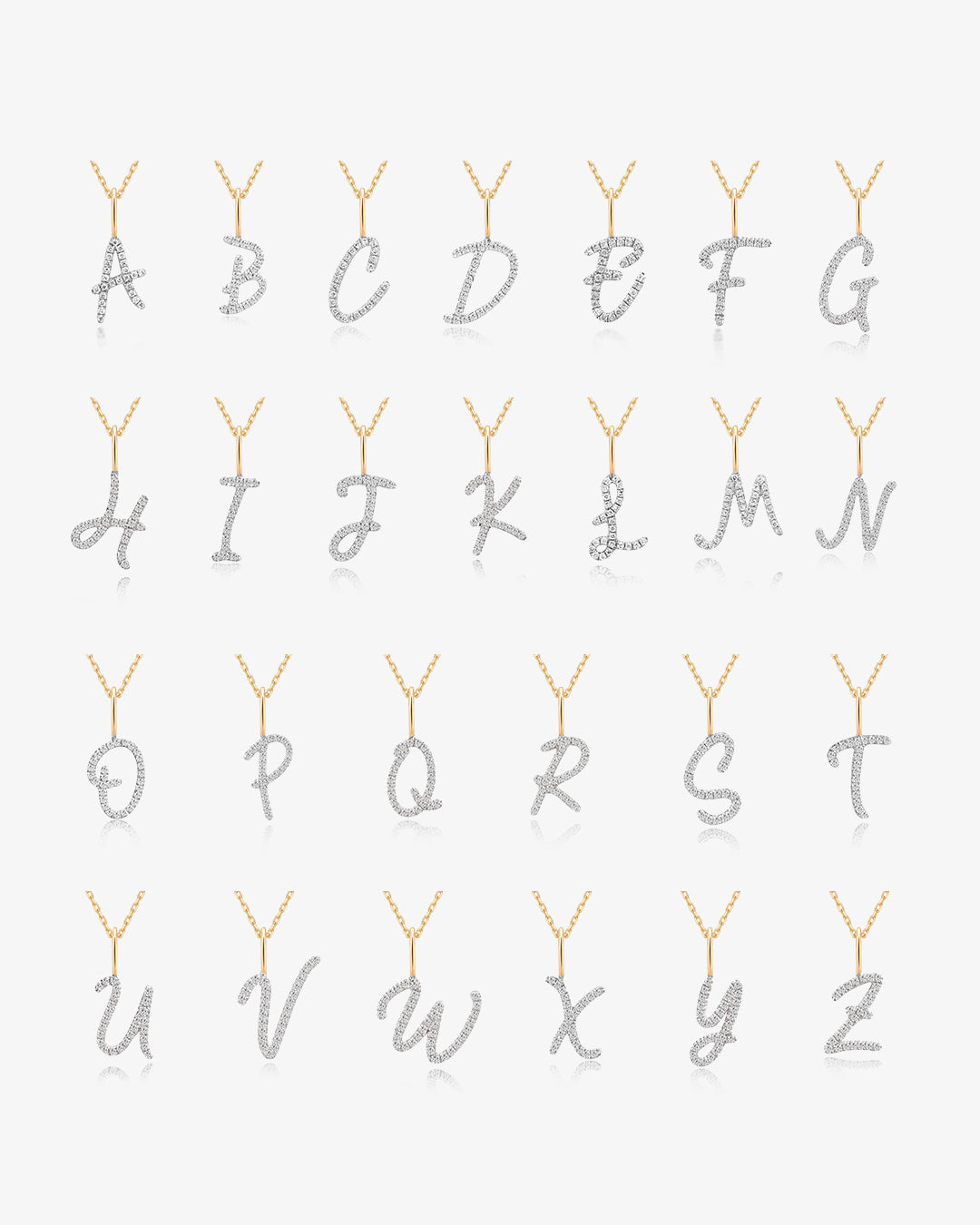 Cursive Letter Pavé Diamond Necklace