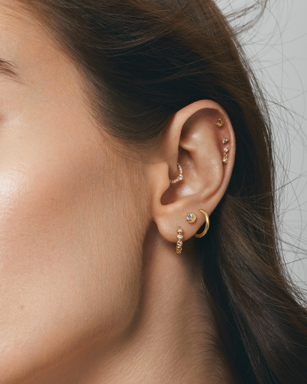 LIORA | Half Moon Lab Grown Diamond Threaded with Flatback