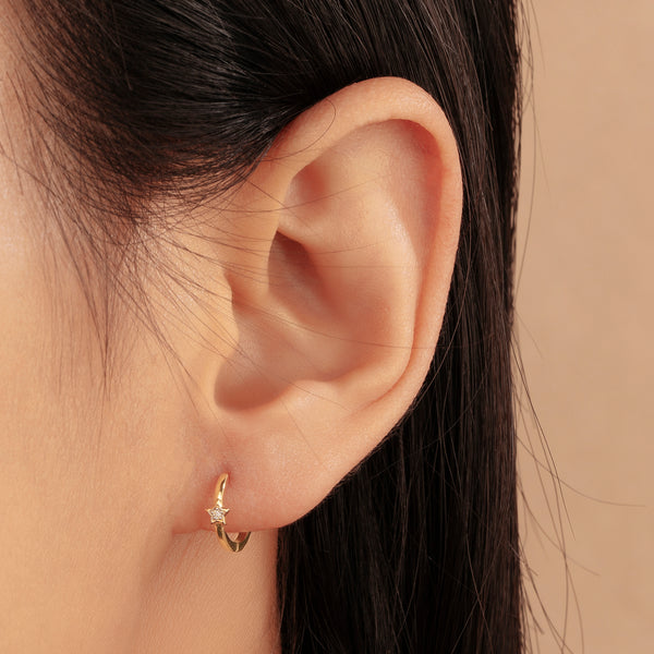 SIMONE  |  Diamond Star Huggie Hoops
