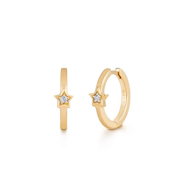 SIMONE  |  Diamond Star Huggie Hoops
