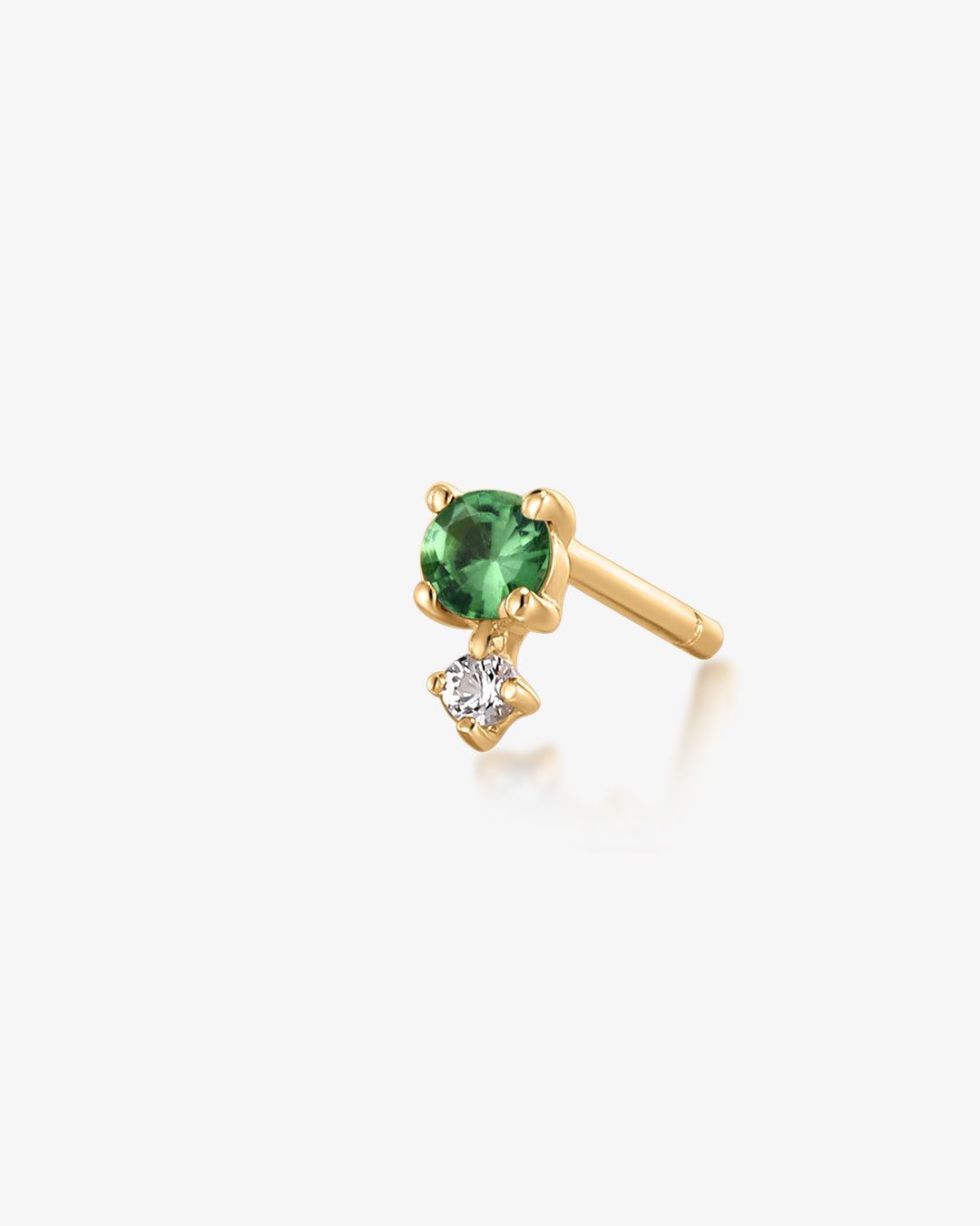 May Birthstone | Green Tsavorite and White Sapphire Stud Earring