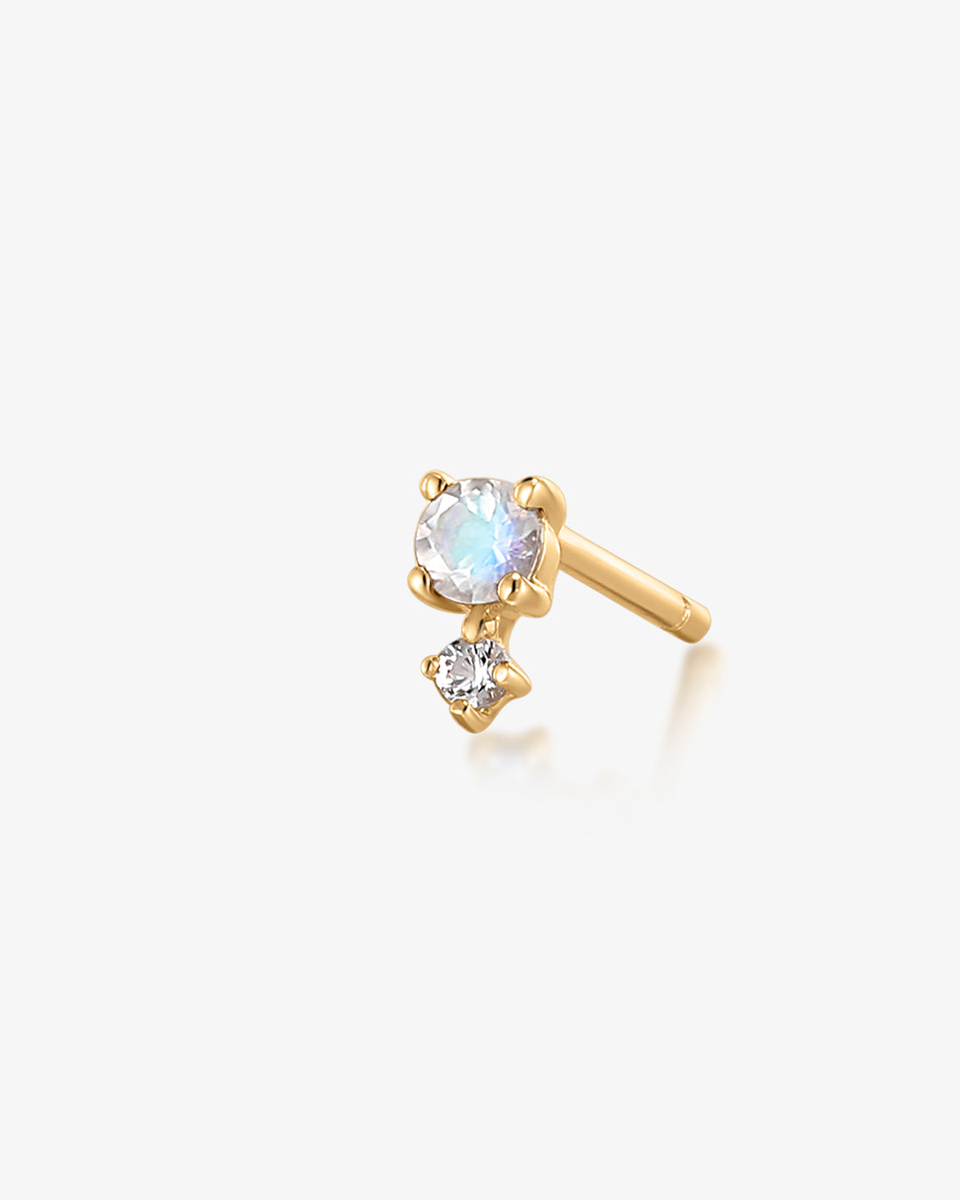 June Birthstone | Moonstone and White Sapphire Stud Earring