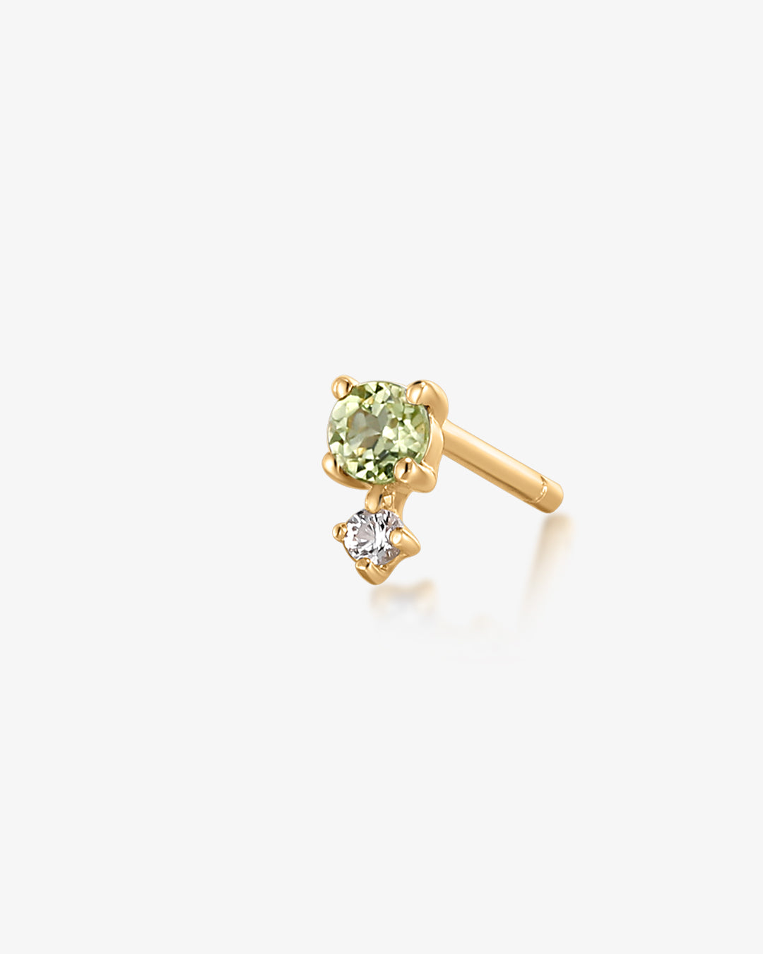 August Birthstone | Peridot and White Sapphire Stud Earring