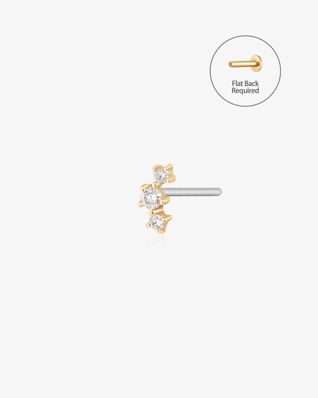 CAELI | Triple Diamond Threadless Flatback Earring