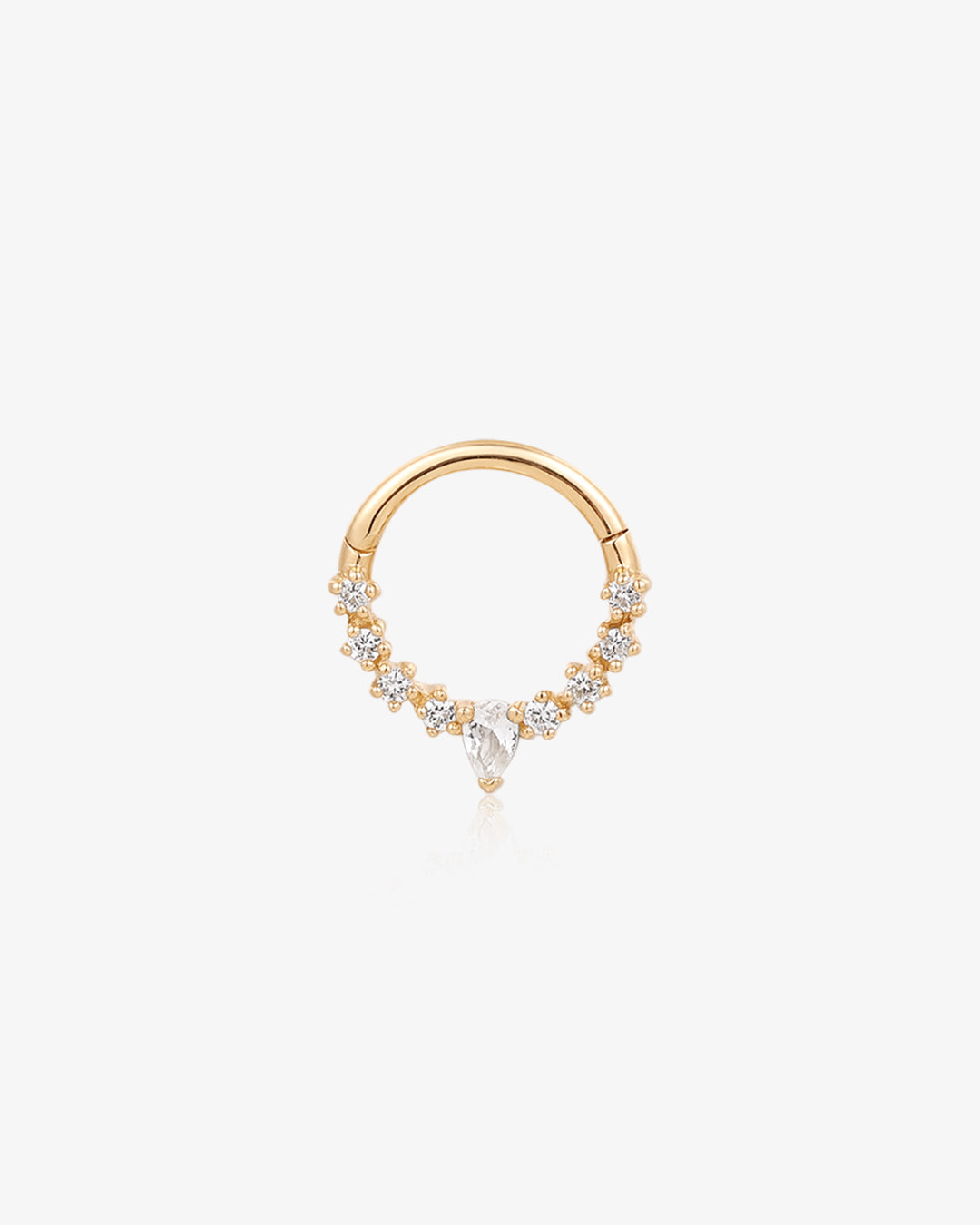 KALENA | Pear and Round White Sapphire Clicker Hoop