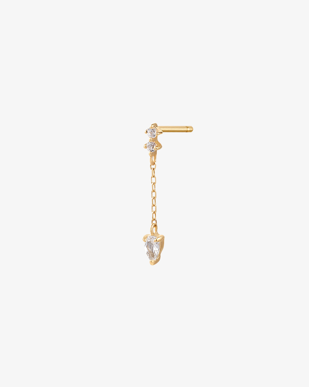 DEWDROP | Pear and Round White Sapphire Drop Stud Earring