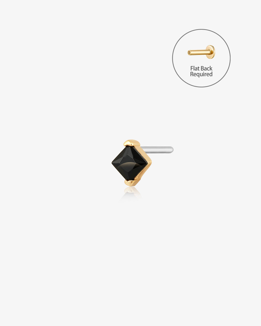 LYDIA | Princess-cut Black Spinel Threadless Flatback Earring