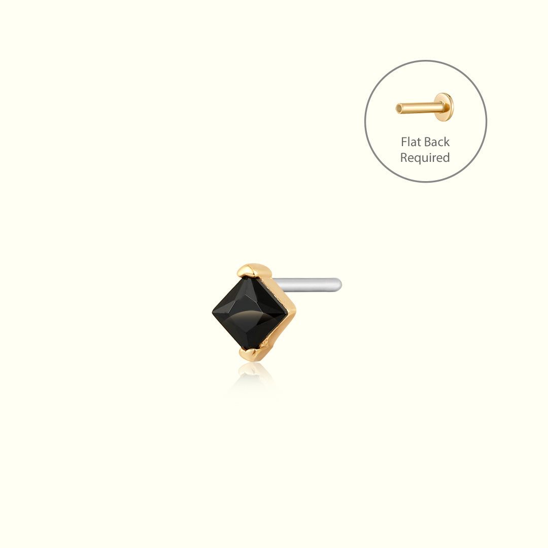 LYDIA | Princess-cut Black Spinel Threadless Flatback Earring