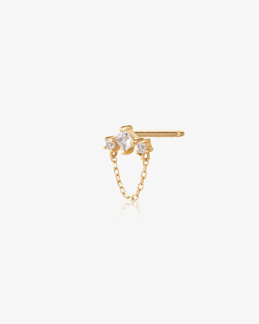 MIST | White Sapphire Drop Chain Stud Earring