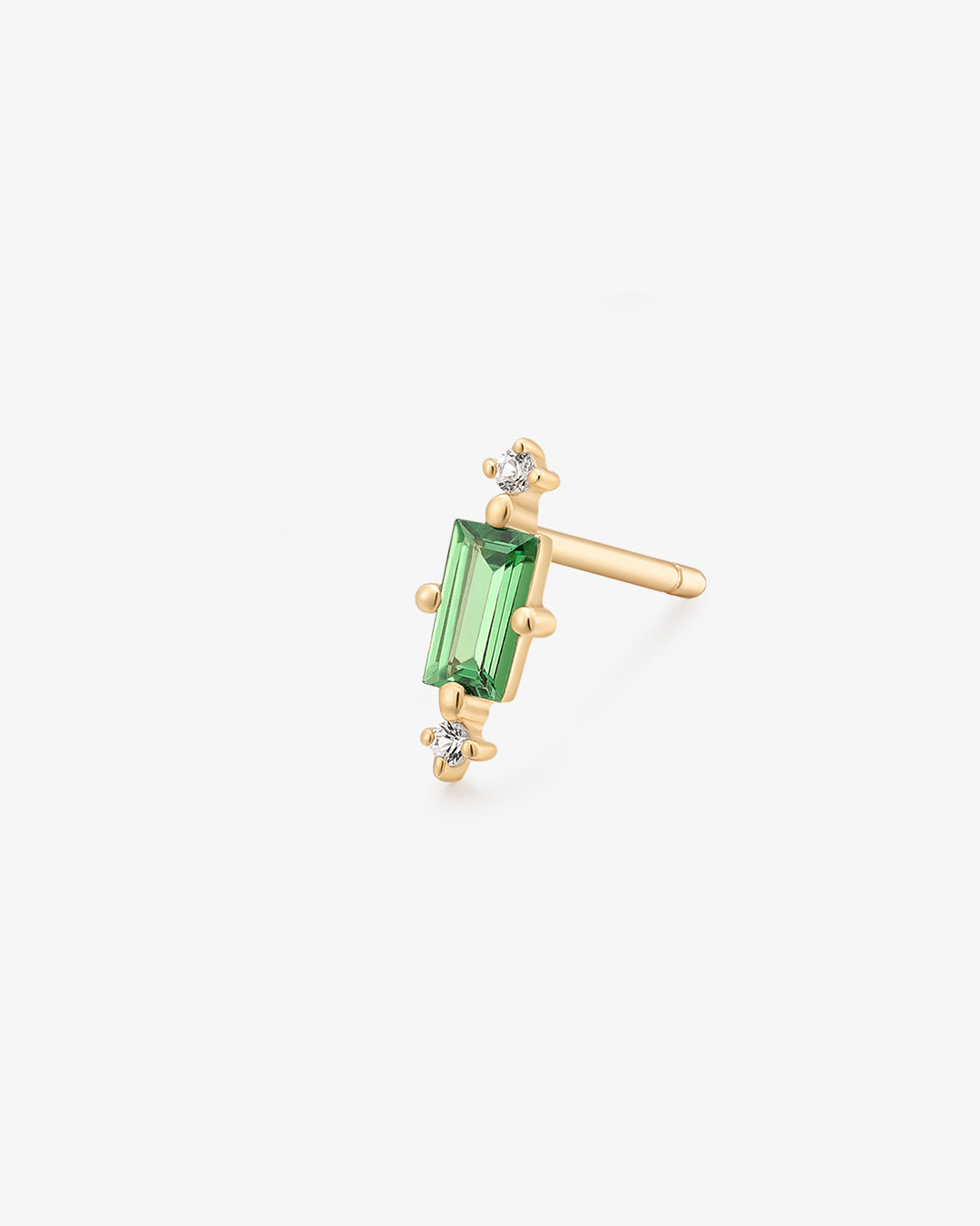 SERENA | Baguette Tsavorite and White Sapphire Single Stud Earring
