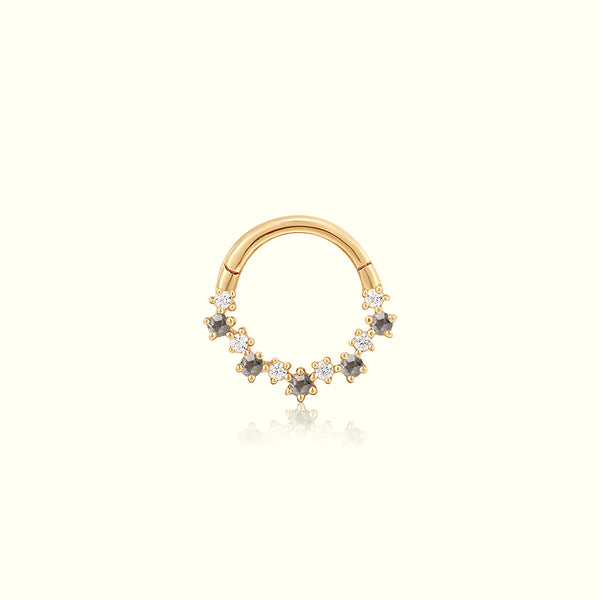 VEGA | Grey Diamond and White Sapphire Clicker Hoop