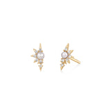 NIXIE | Pearl and White Sapphire Stud Earrings