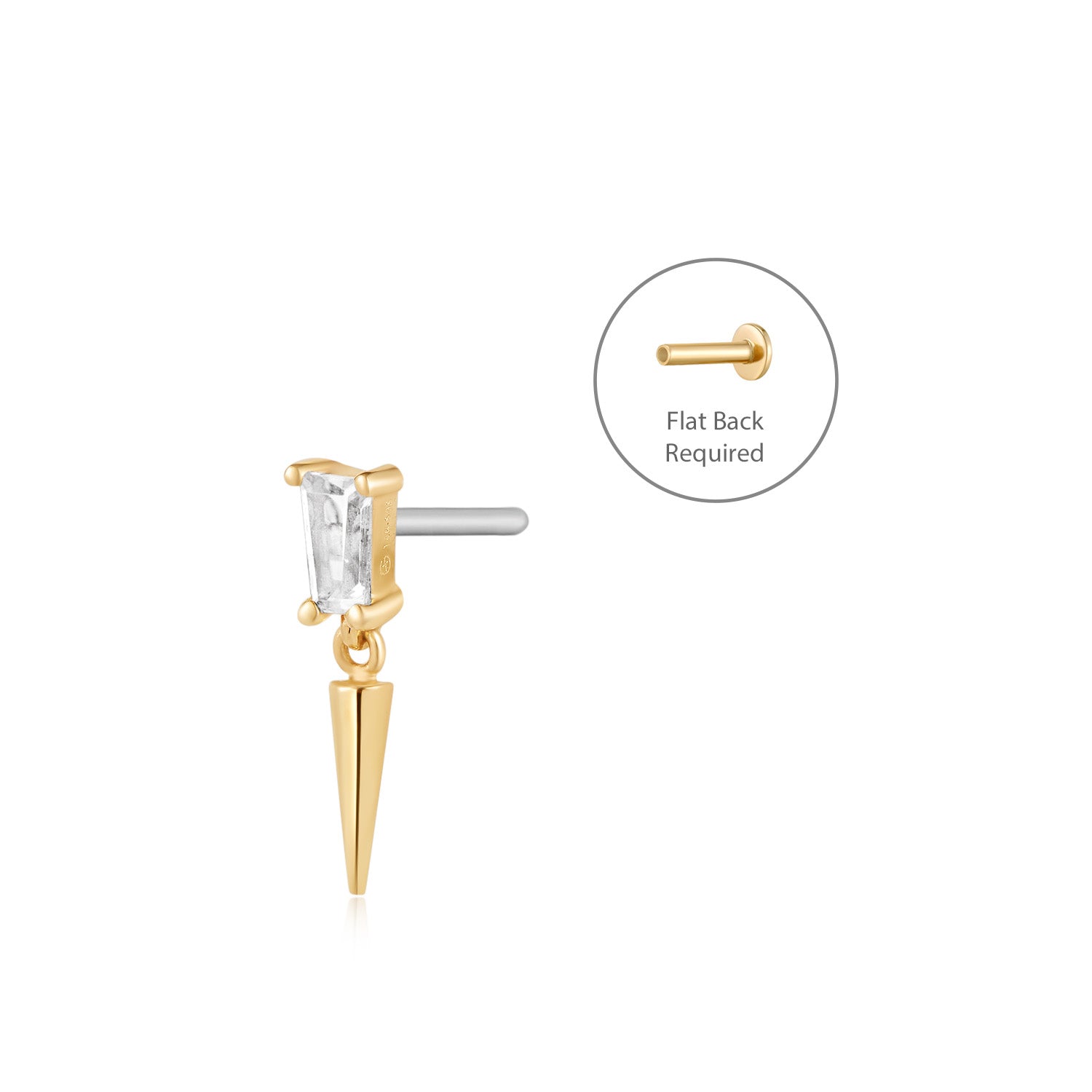 PEYTON | White Sapphire Threadless Flatback Earring