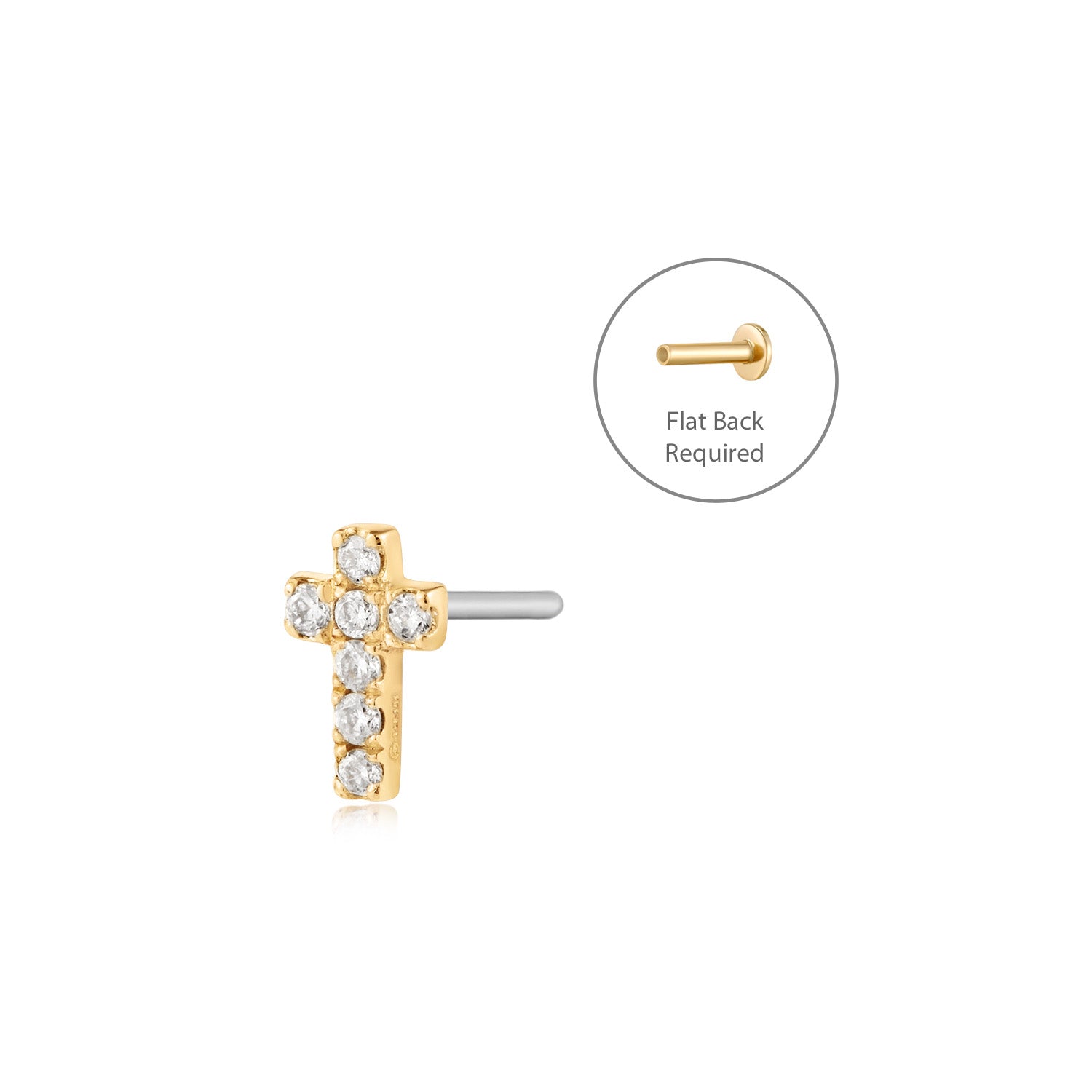 Aurelie Gi 14k gold Lab Grown Diamond Cross Threadless Flatback Earring