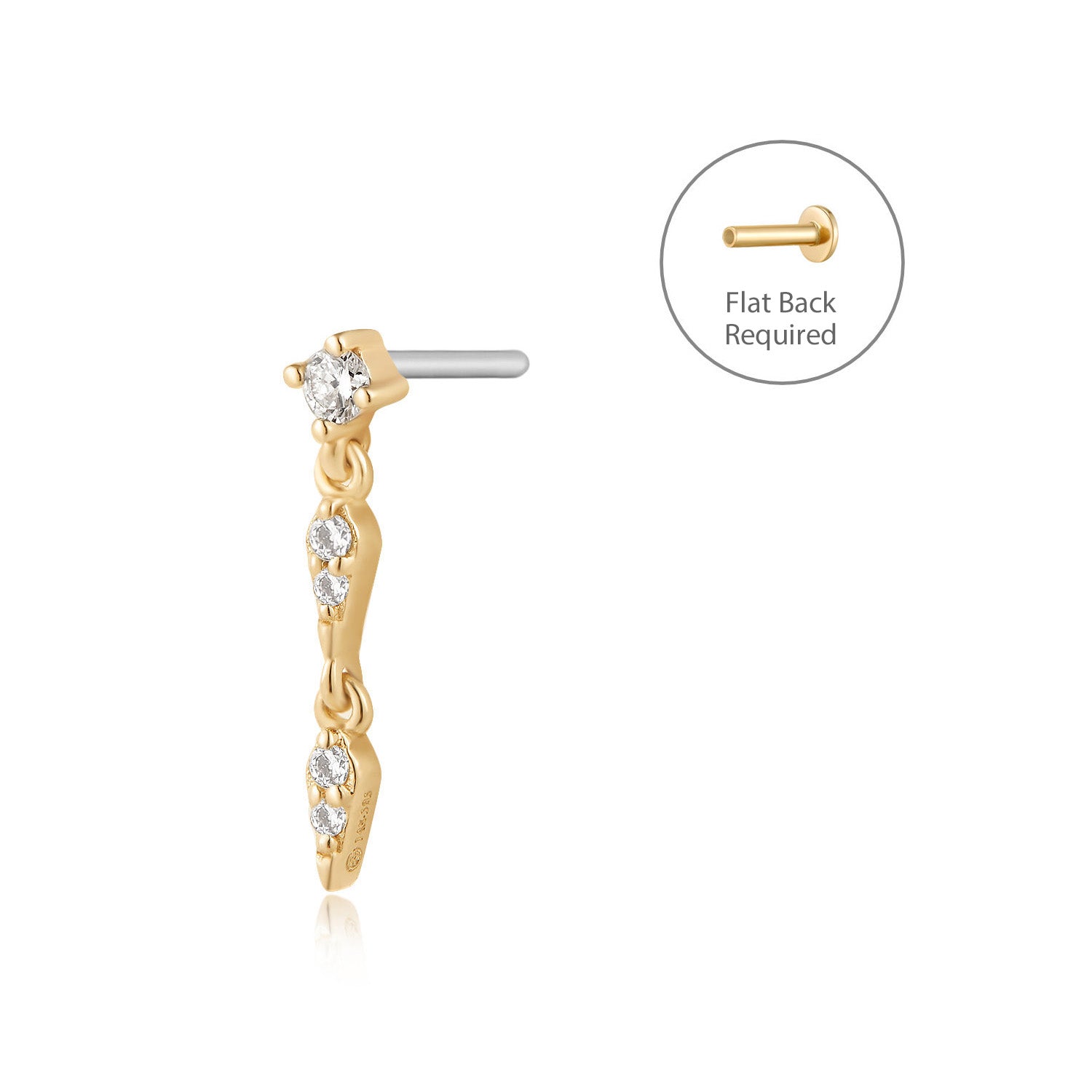 REAGAN | Lab Grown Diamond Dangling Threadless Flatback Earring