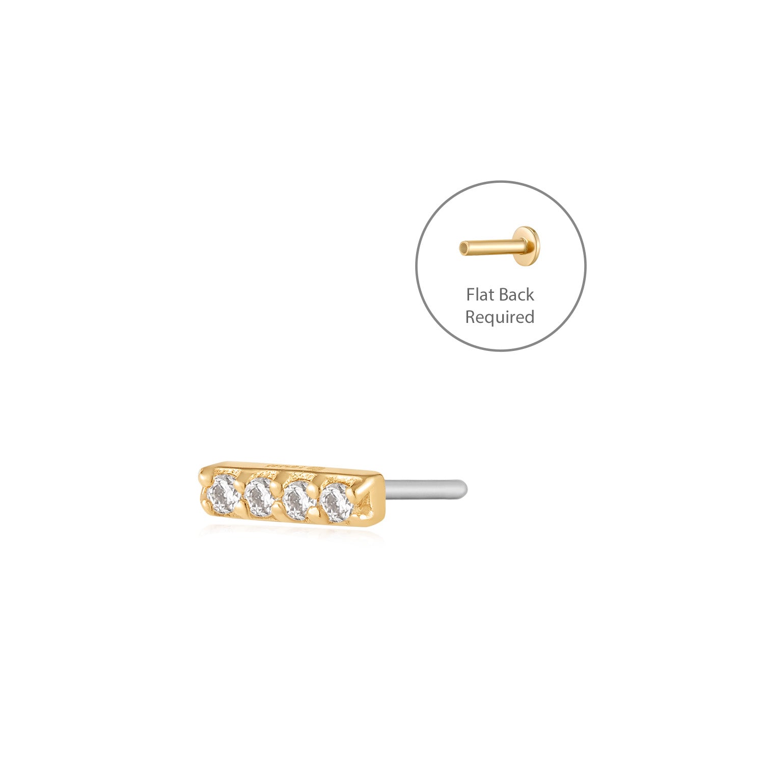MADISON | Diamond Bar Threadless Flatback Earring