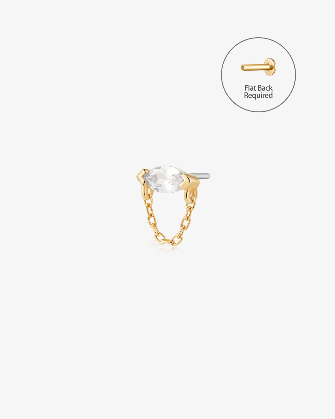 LENOX | Draped Chain and White Sapphire Threadless Flatback Earring