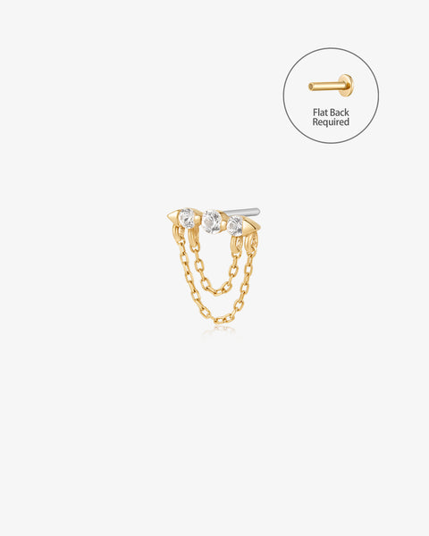 TRIBECA | Draped Double Chain and White Sapphire Threadless Flatback E