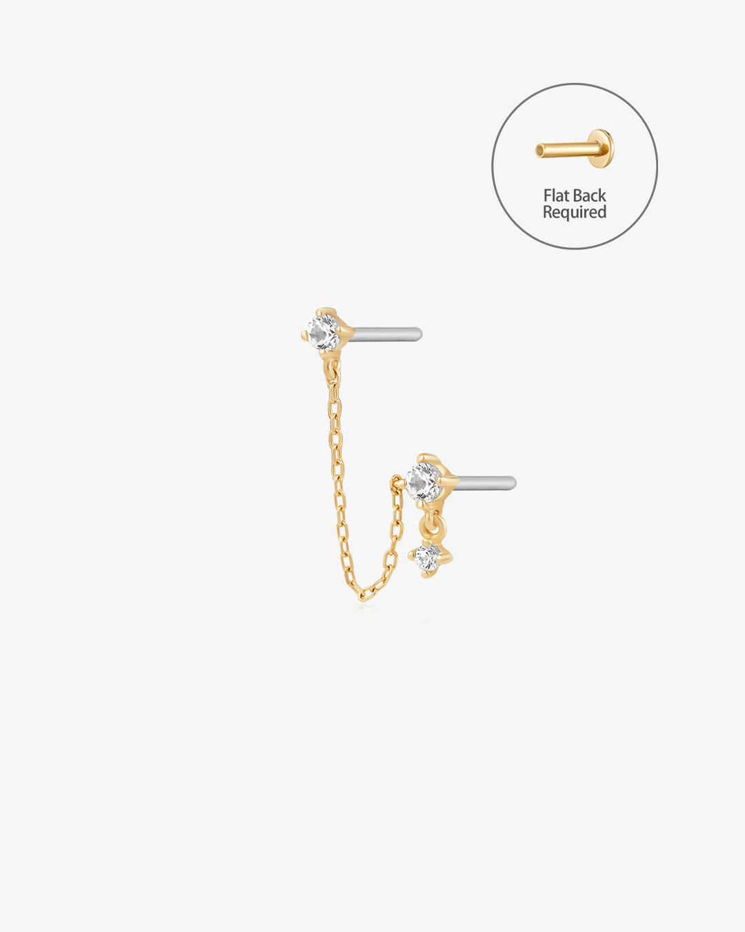 GRAMERCY | Dual White Sapphire Threadless Flatback Earring