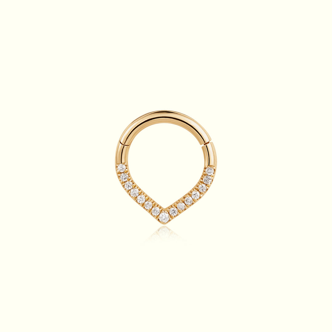 Aurelie Gi 14k gold Curved Diamond Clicker Hoop