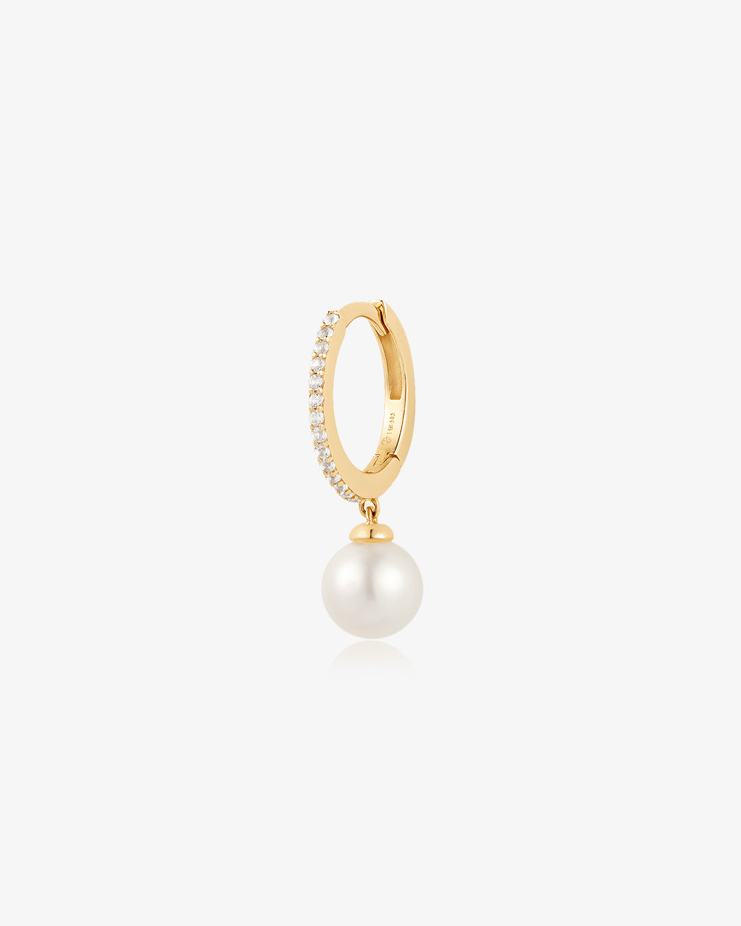 ISLA | Pearl and White Sapphire Huggie Hoop