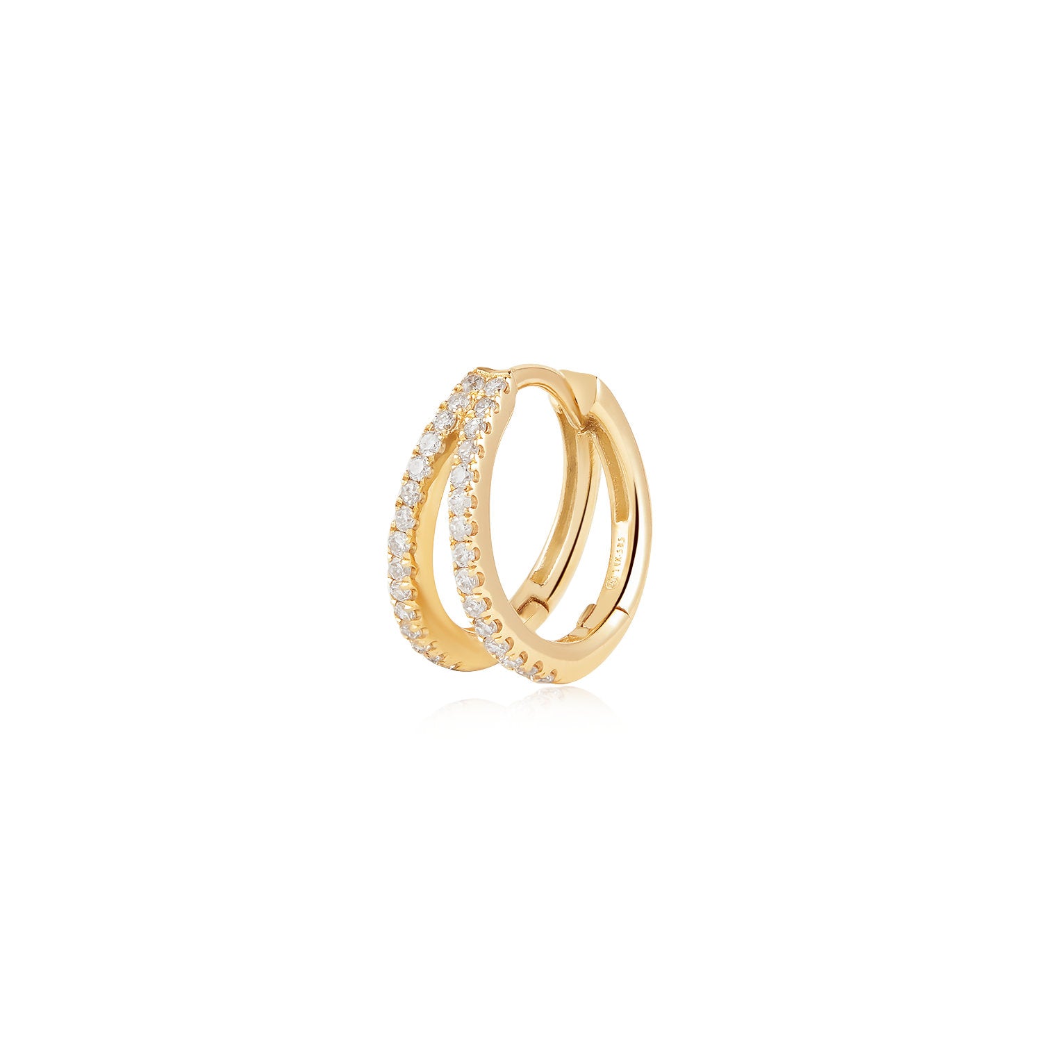 aurelie gi 14k gold Lab Grown Diamond Double Row Huggie Hoop