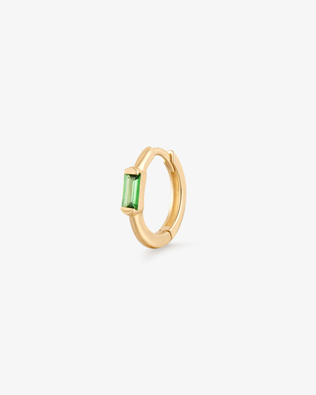 WILLOW | Single Tsavorite Baguette Huggie Hoop