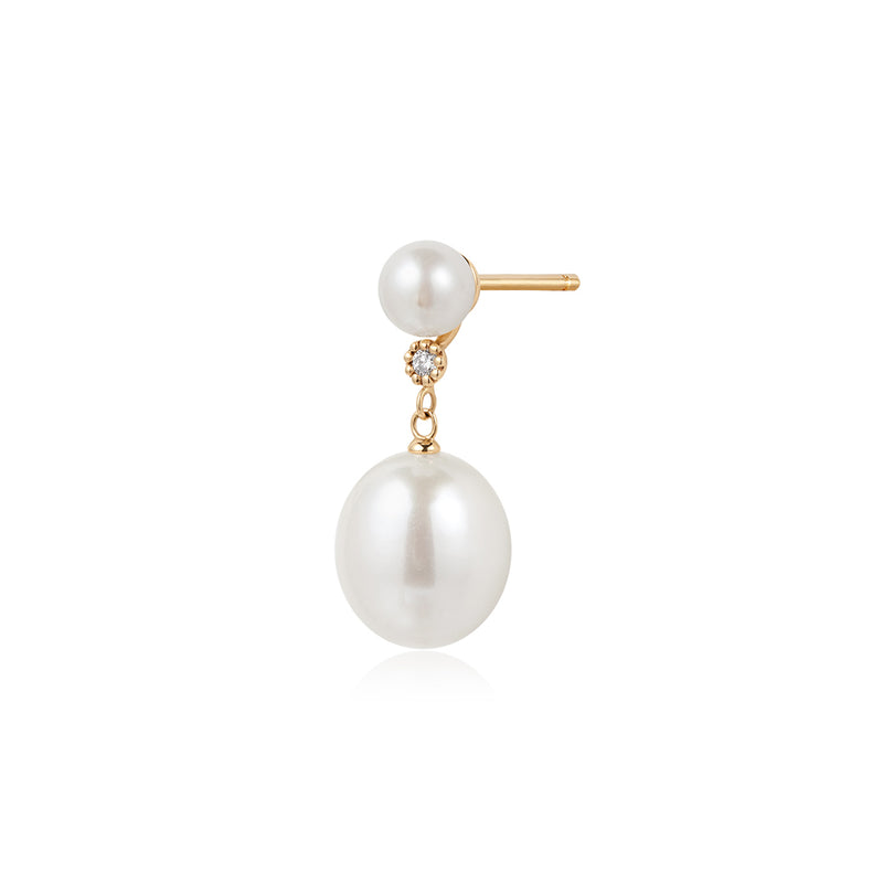 CAROLEENA | Double Pearl Drop Stud Earring