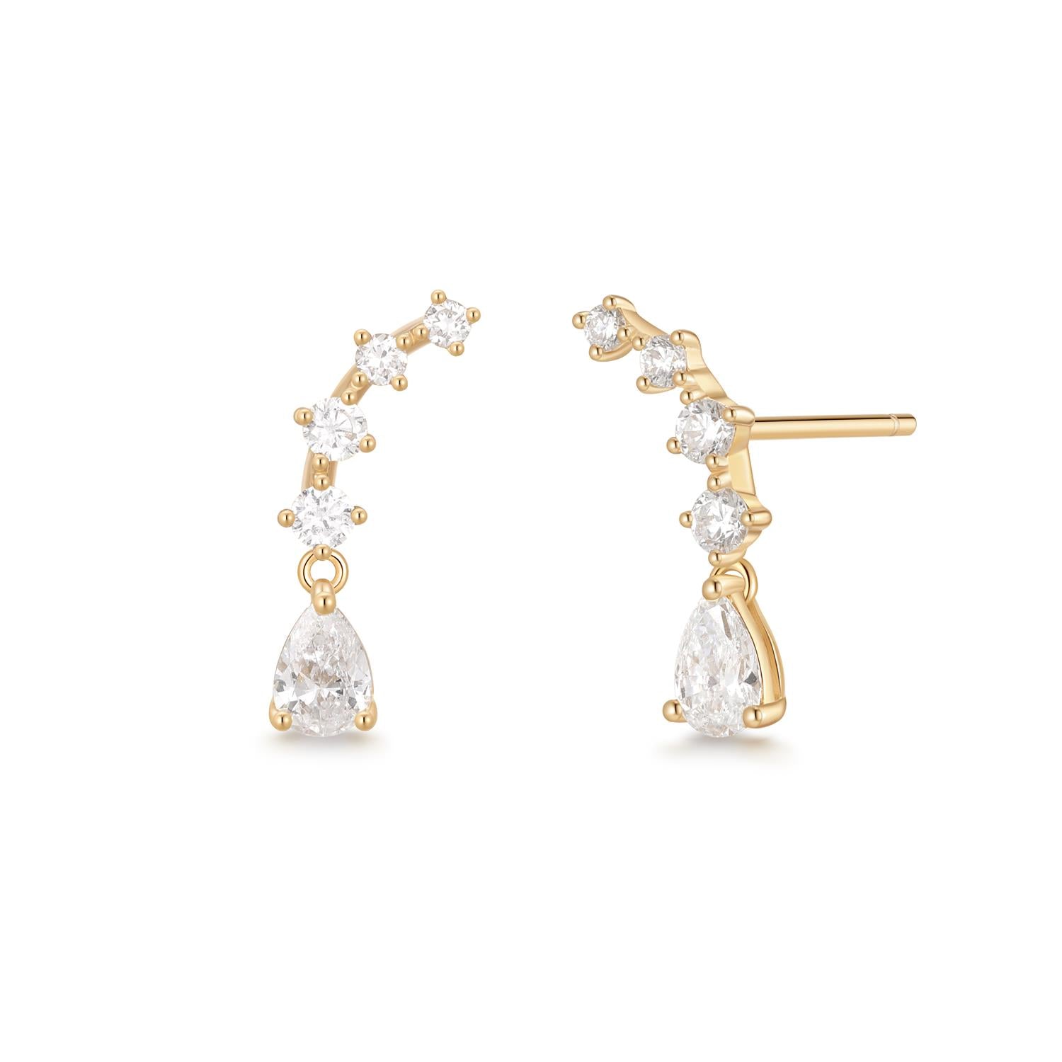 ADALYNN | Pear and Round Lab Grown Diamonds Pair Stud Earrings