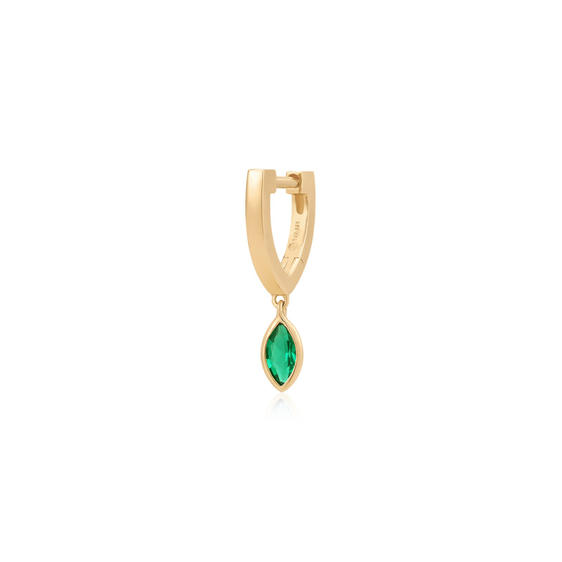 MARIGOLD | Dangle Marquise Lab Grown Emerald Huggie