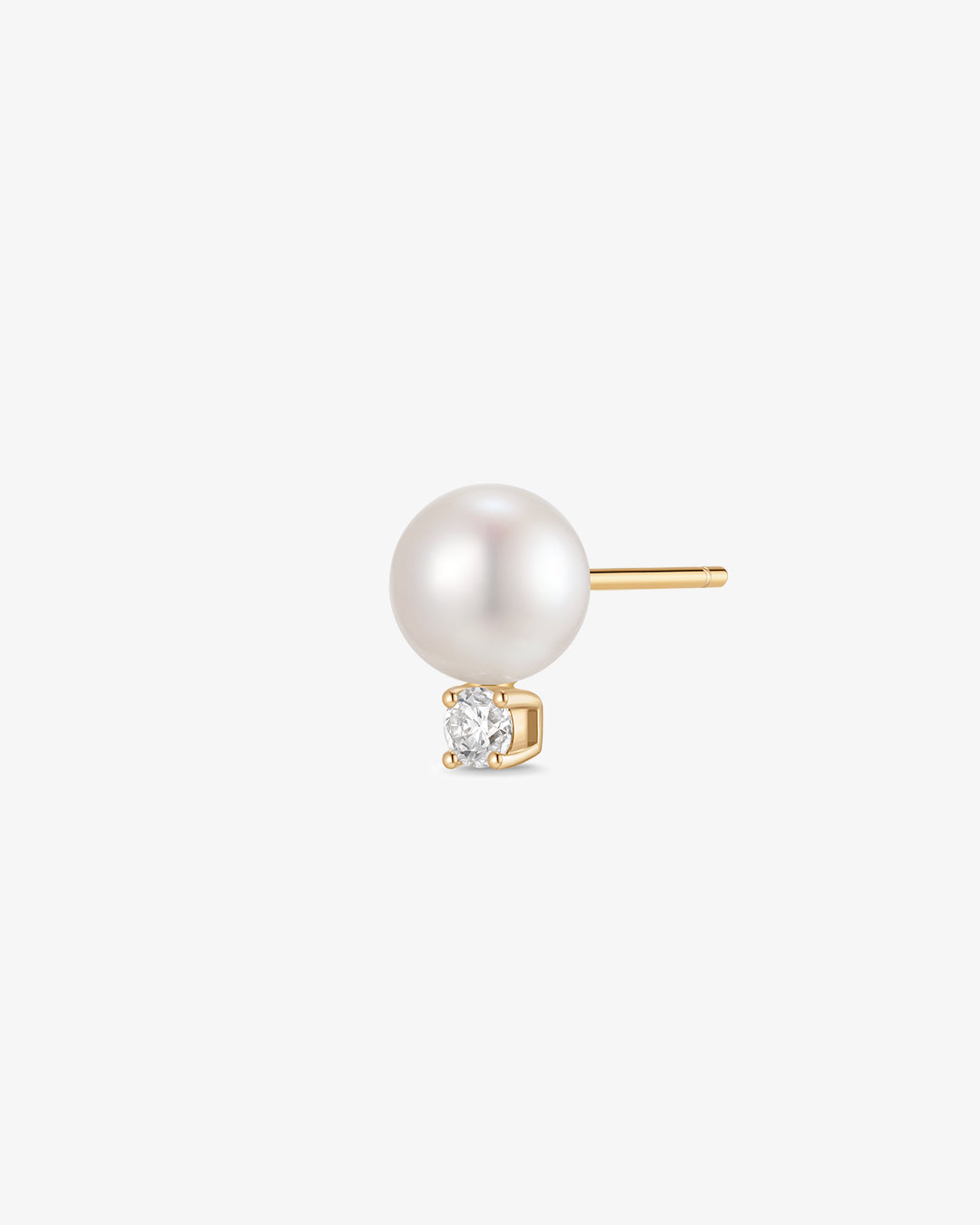 Pearl with Lab Grown Diamond Accent Single Stud Earring
